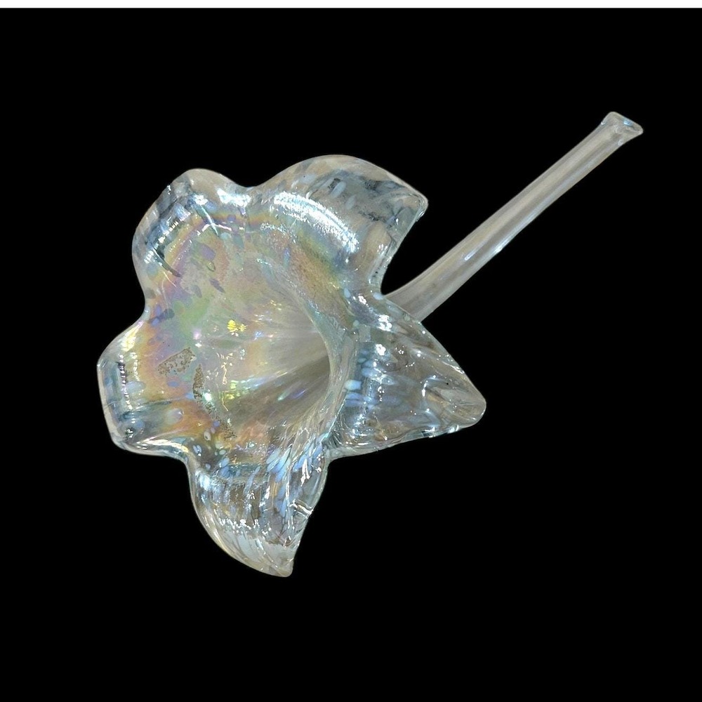 Vintage Iridescent Glass Lily Stem 8"‎ Epergne Insert Trumpet Flower Art Glass